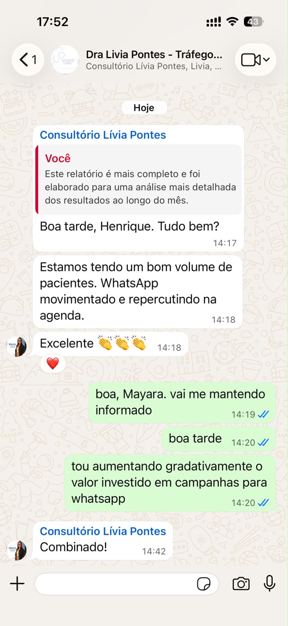 Conversa de cliente relatando resultado